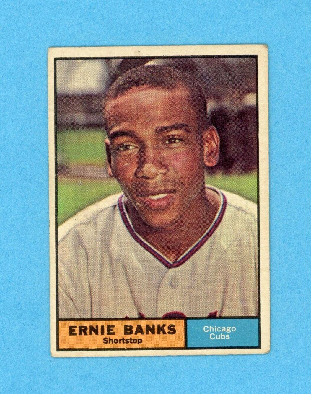 1961 Topps #350 Ernie Banks Chicago Cubs Baseball Card Vg-Vg+ lht wrk/cres at