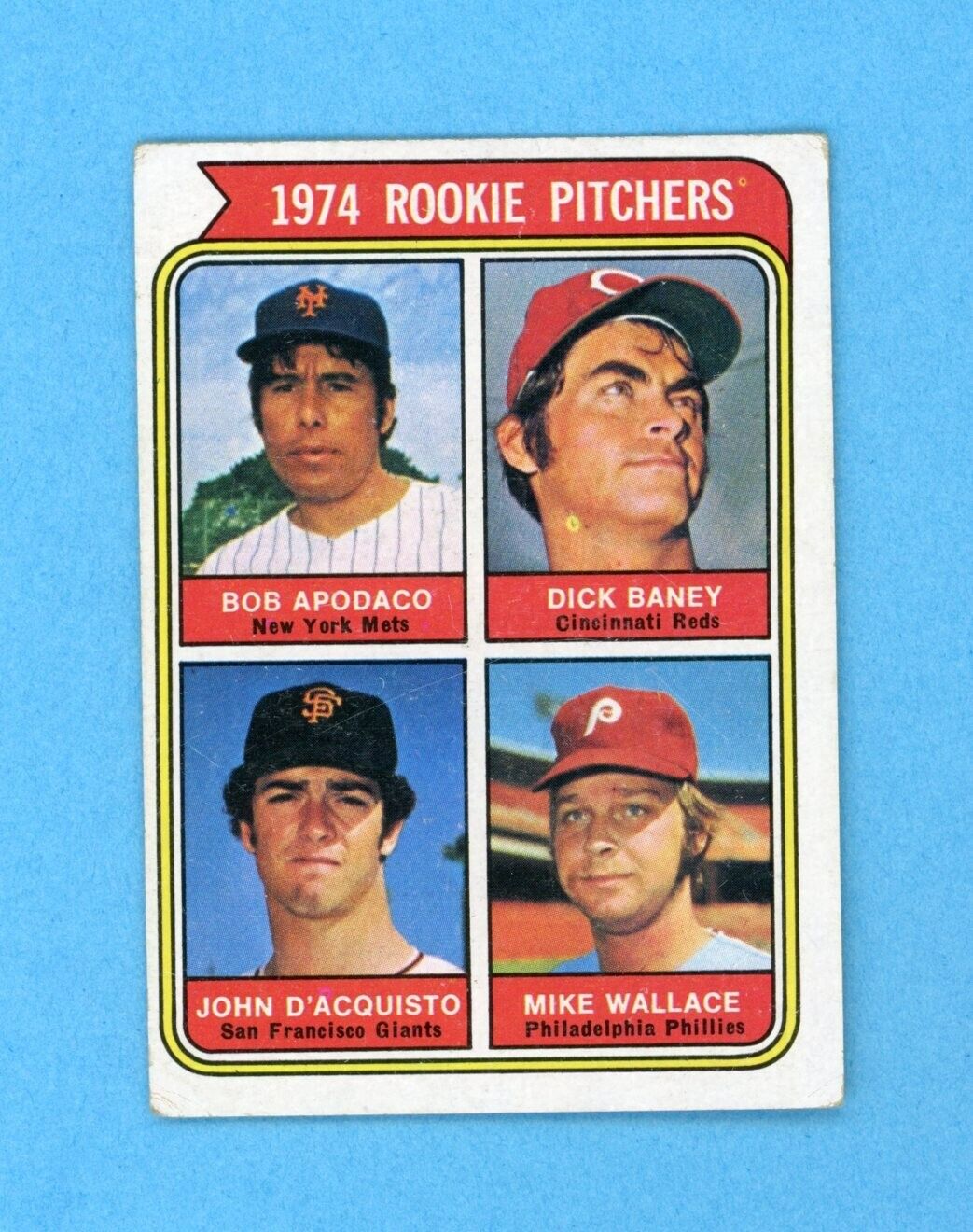 1974 Topps #608 Rookie Pitchers Apodaco Variation Baseball Card VG - VG+