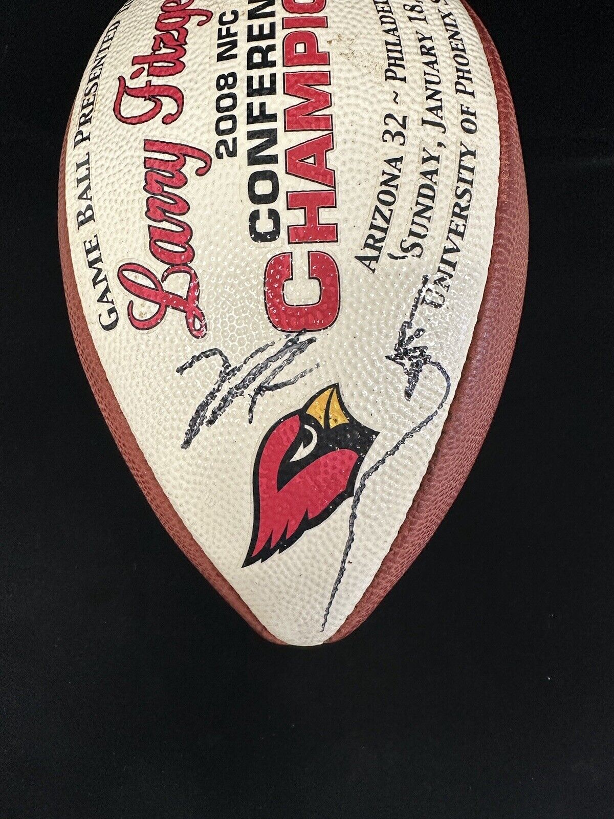 2009 Larry Fitzgerald Arizona Cardinals HOFer SIGNED Game Presentation Football