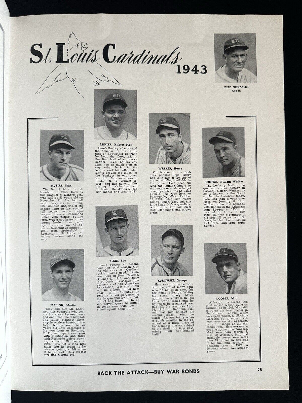 1943 NY Yankees World Series Program vs St. Louis Cardinals - Unscored - EX