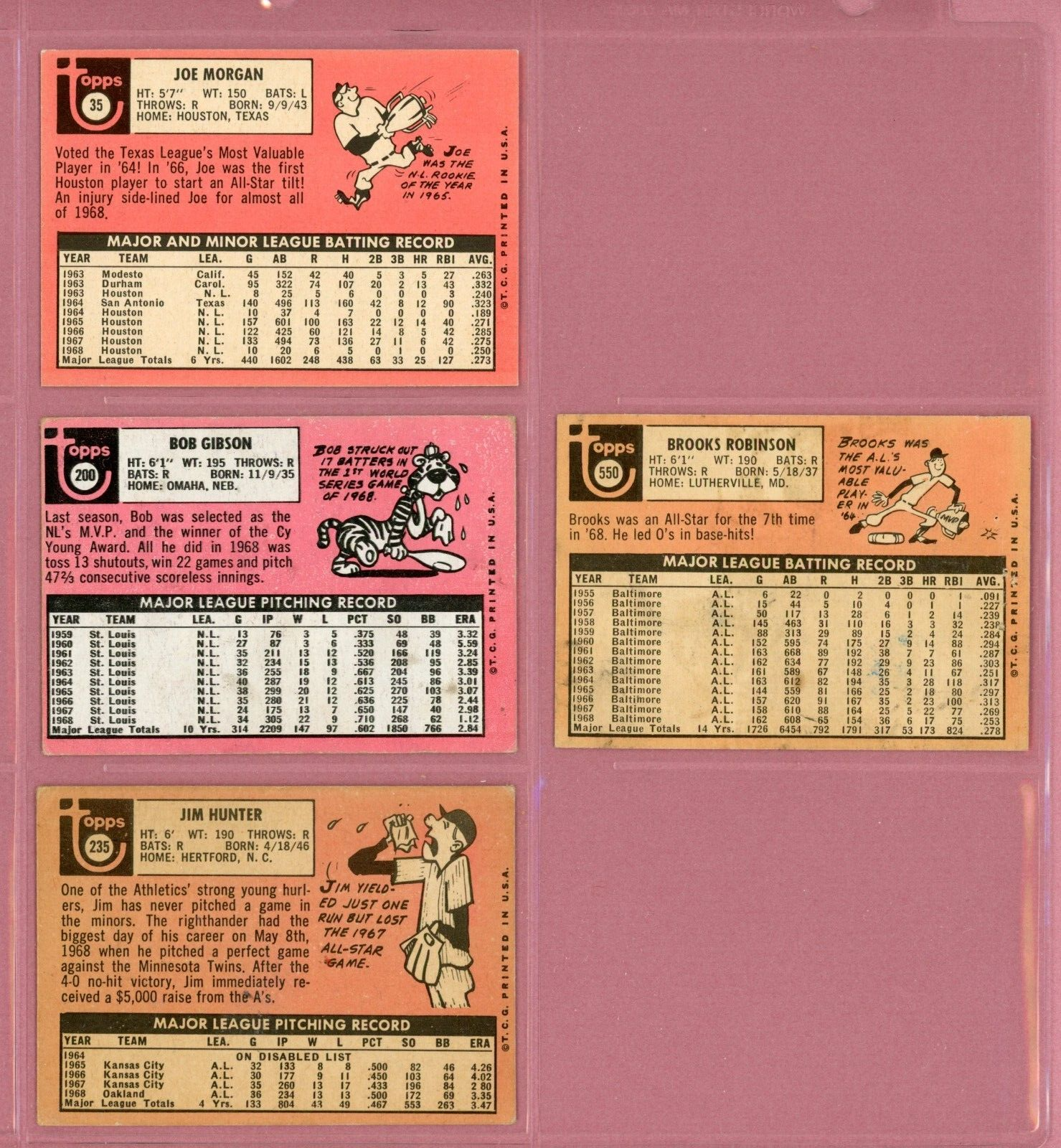 1969 Topps Lot of 4 Different Hall of Famer Baseball Cards LG - Ex/Ex+