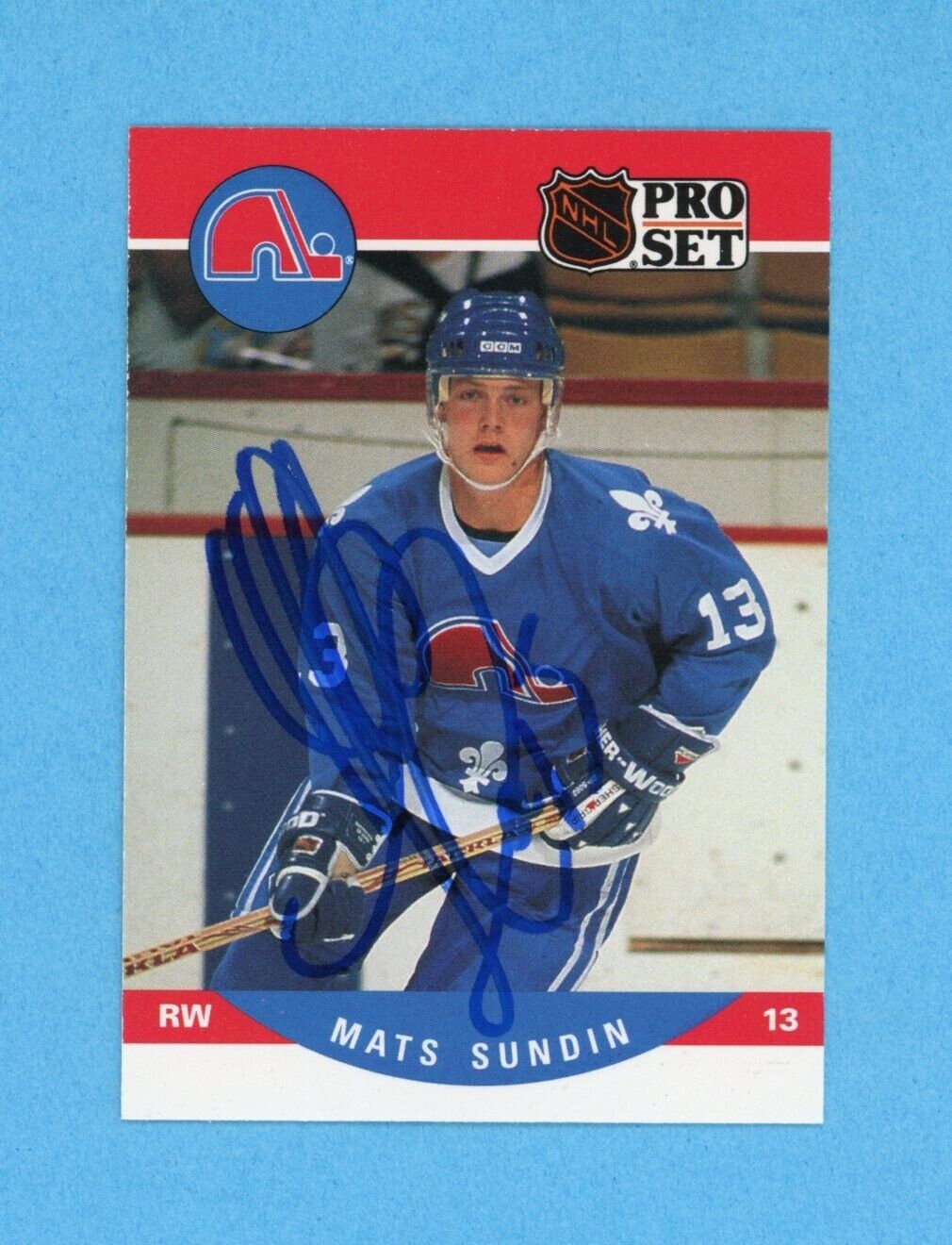 Mats Sundin Quebec Nordiques 1990-91 Pro Set #636 Autographed Rookie Hockey Card