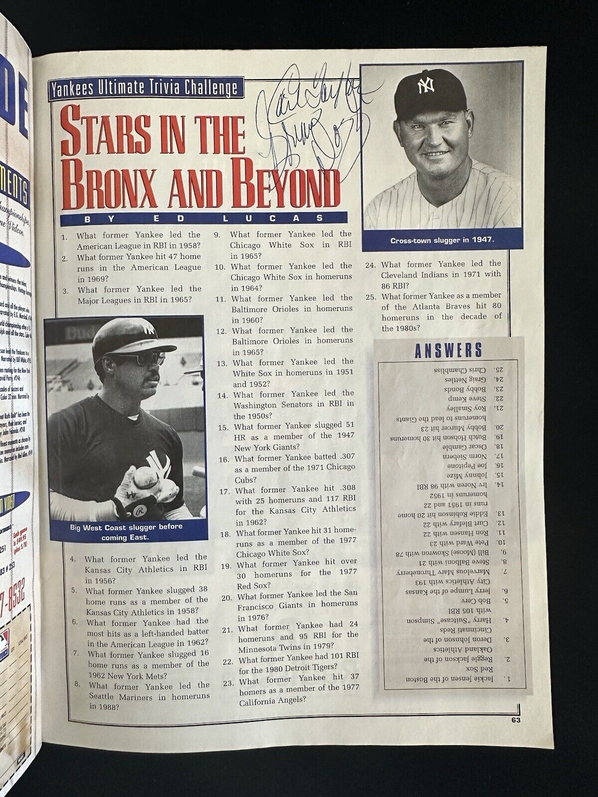 April 24 1996 Yankees Baseball Program vs Indians SIGNED by Derek Jeter +22 more