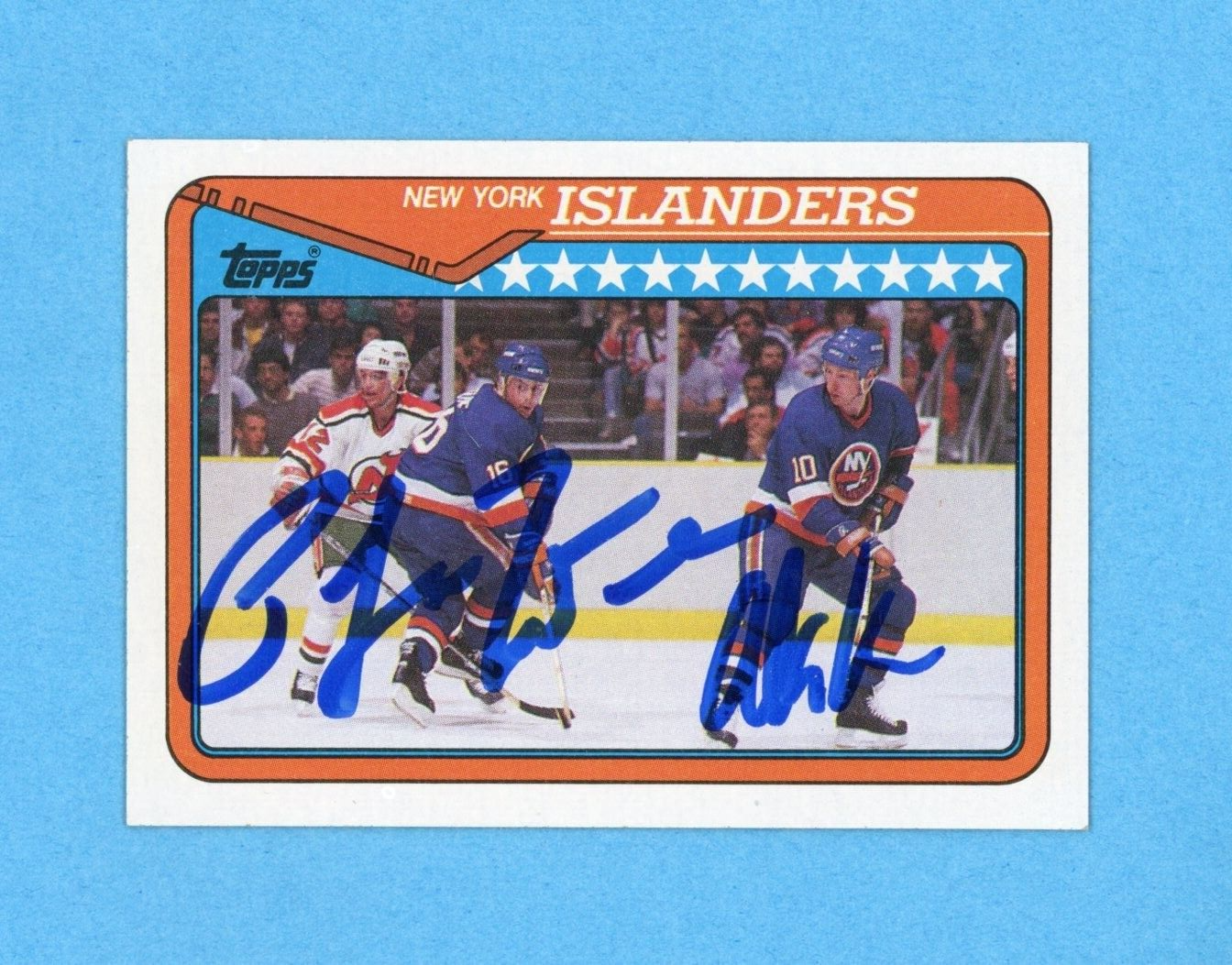 Pat LaFontaine & Alan Kerr 1990-91 Topps #315 Autographed Hockey Card