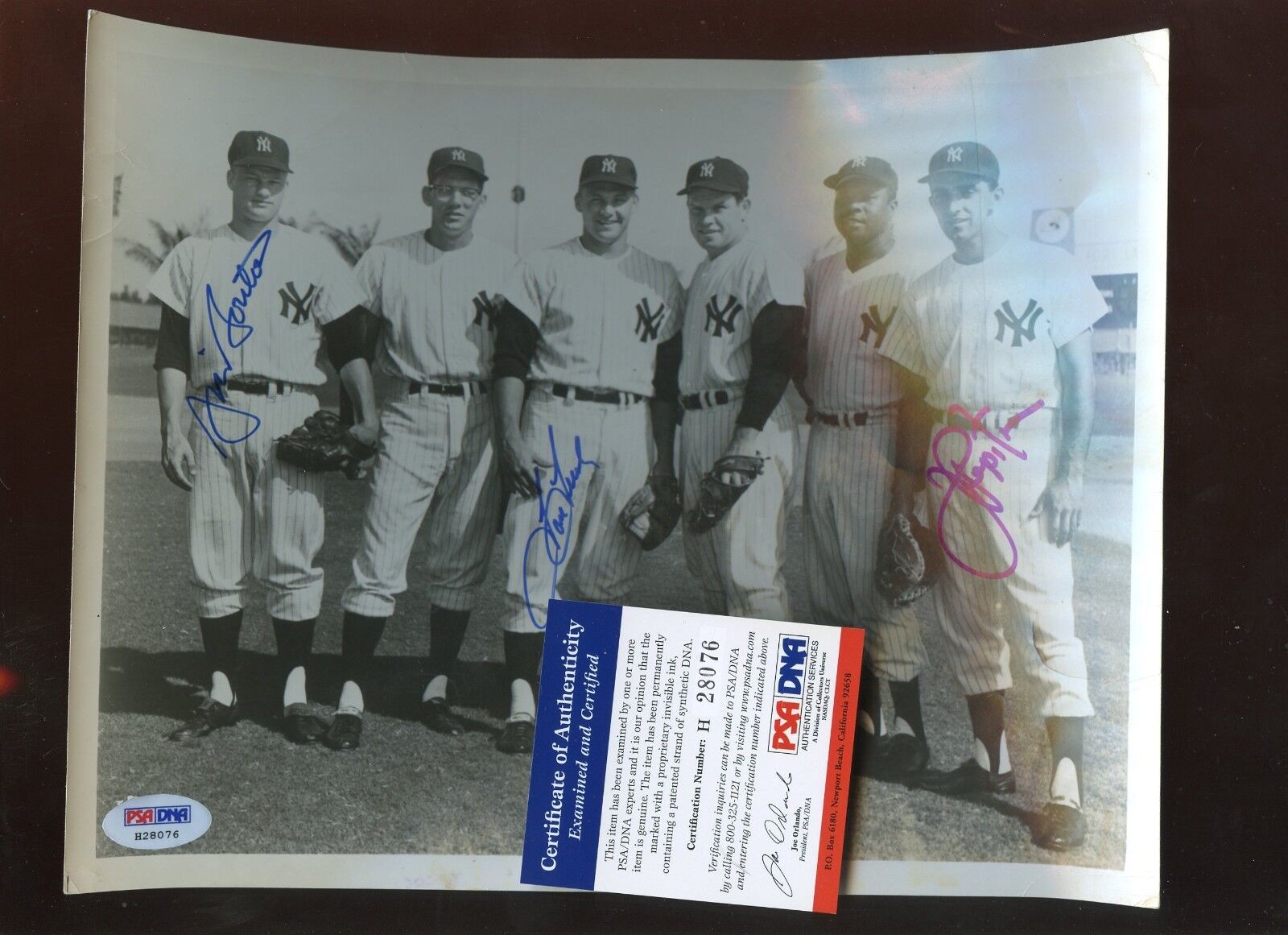 1962 Spring Training New York Yankees Autographed Photo 3 Signatures PSA Cert