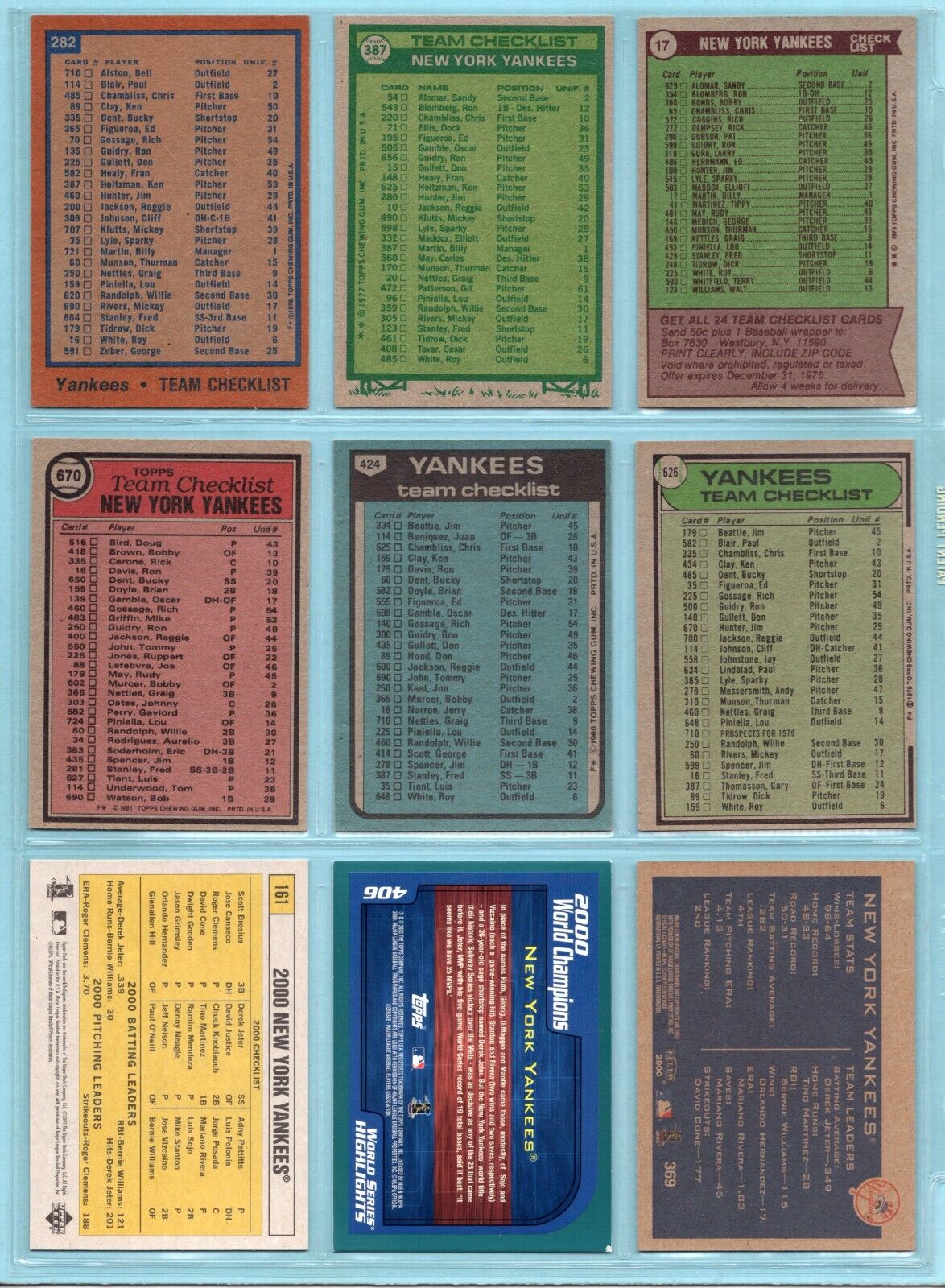 1957 thru 2018 Lot of 50 Diff NY Yankees Team & Multi Player Baseball Cards E-NM