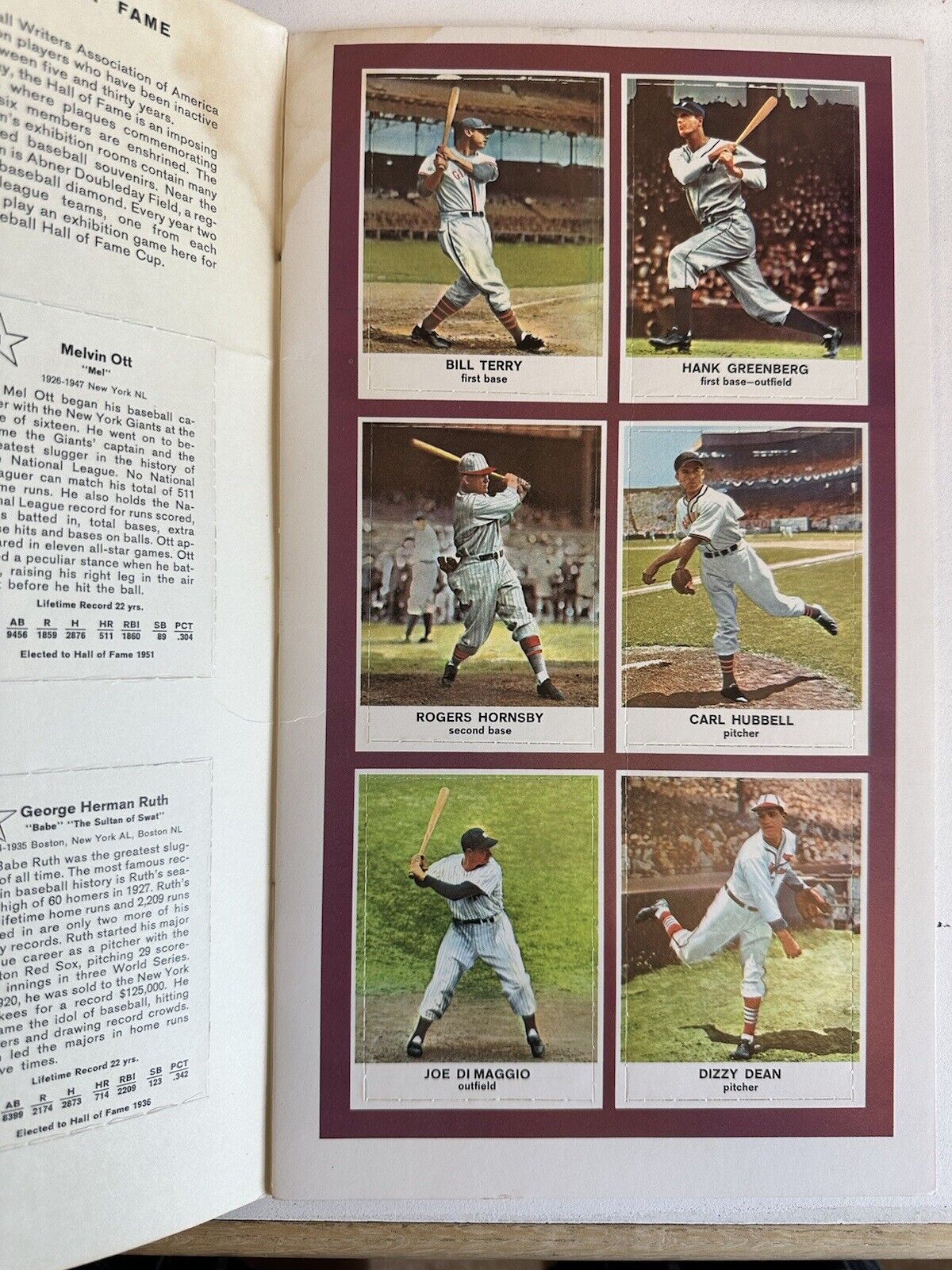 1961 Golden Press Hall of Fame Baseball Stars Complete Card Set of 33 in Booklet