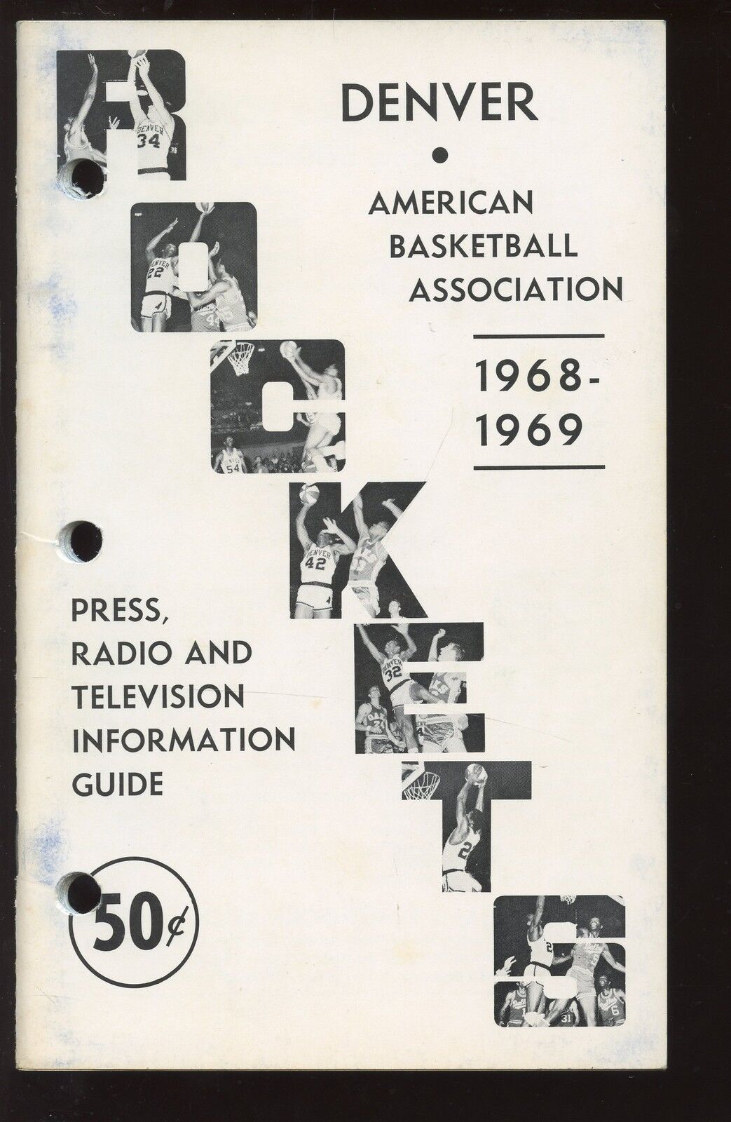 1968-1969 ABA Basketball Denver Rockets Press Radio TV Media Guide