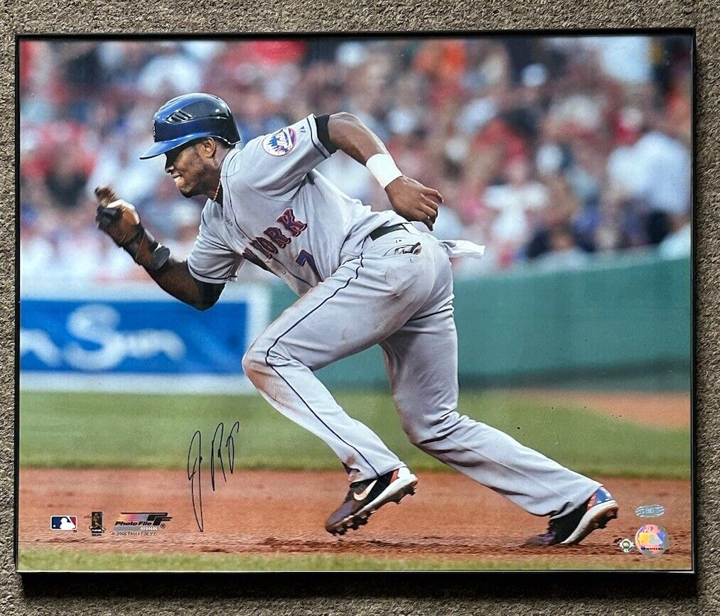 Stunning Jose Reyes New York Mets SIGNED 16x20 Action Color Photo STEINER