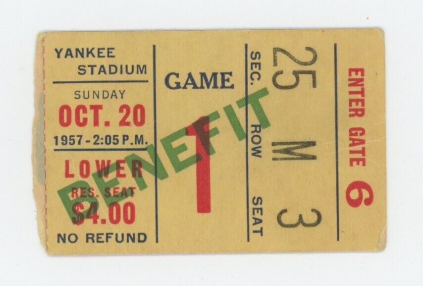 10/20/57 Pittsburgh Steelers vs New York Giants • Home Opener • Ticket Stub