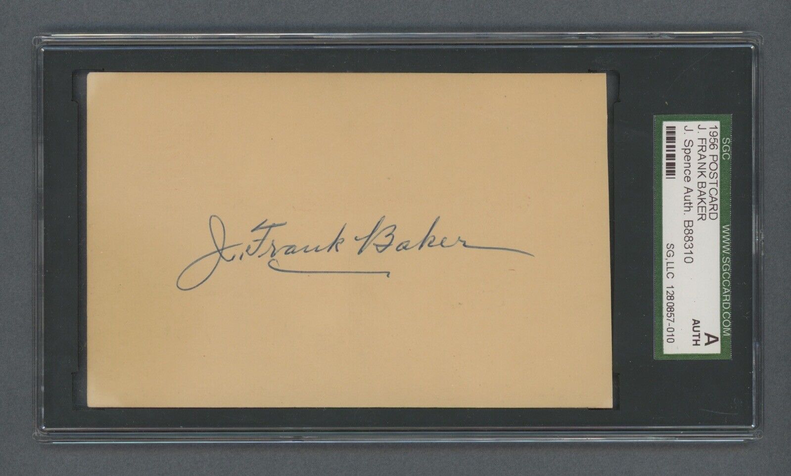 1956 Govt Postcard Signed by J. Frank Baker with SGC Slabbed with JSA Cert