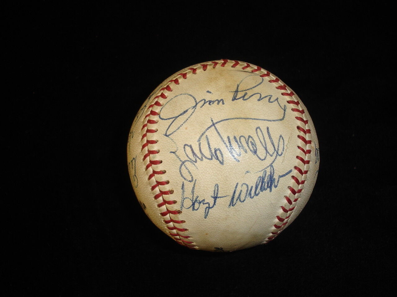 Hall of Famers and Stars Multi Signed Baseball 12 sigs Wilhelm Perry Oliva Face