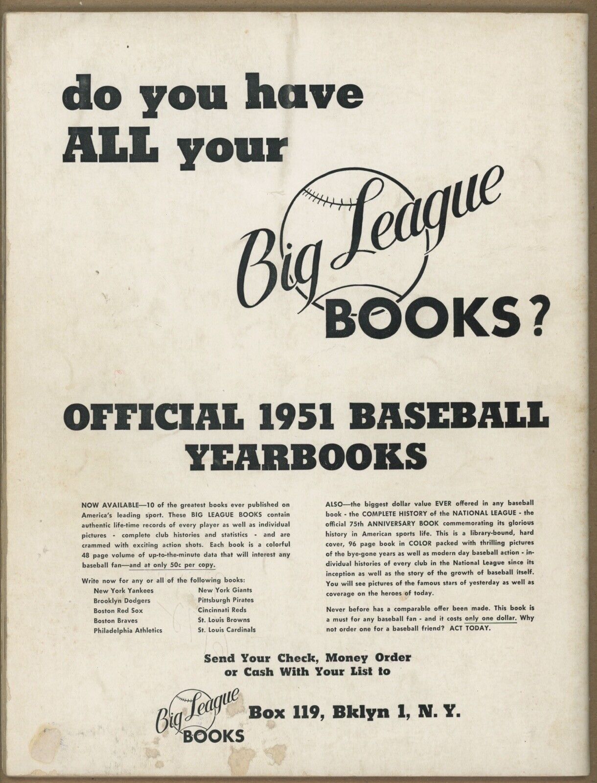 1951 Brooklyn Dodgers Yearbook • 4th Printing