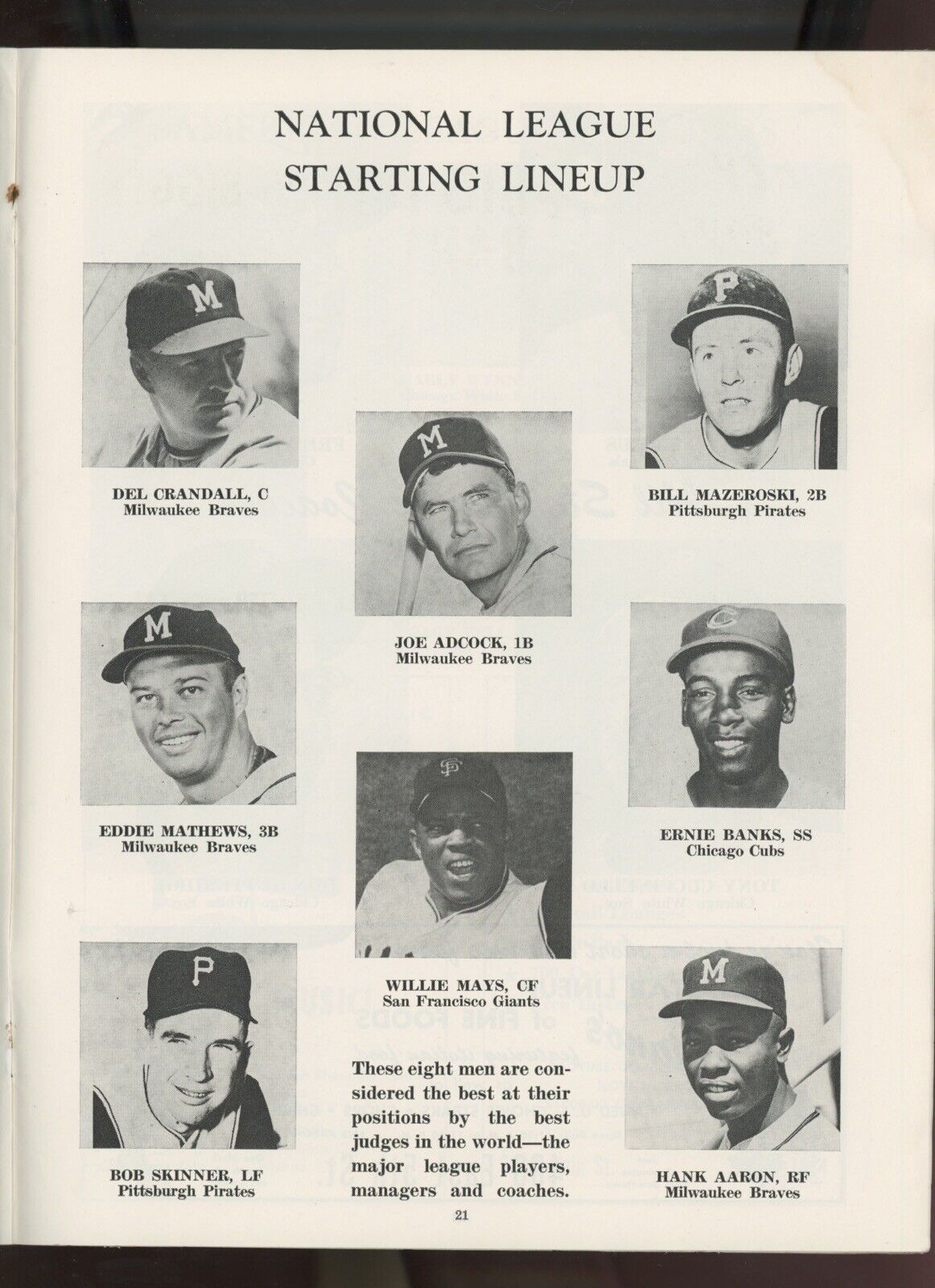 1960 MLB All-Star Game Program • Unscored