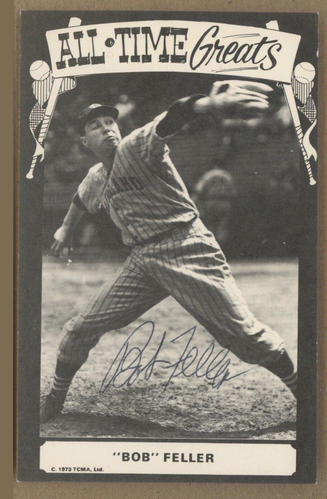 Bob Feller HOFer All•Time Greats Signed Postcard Auto with B&E Hologram