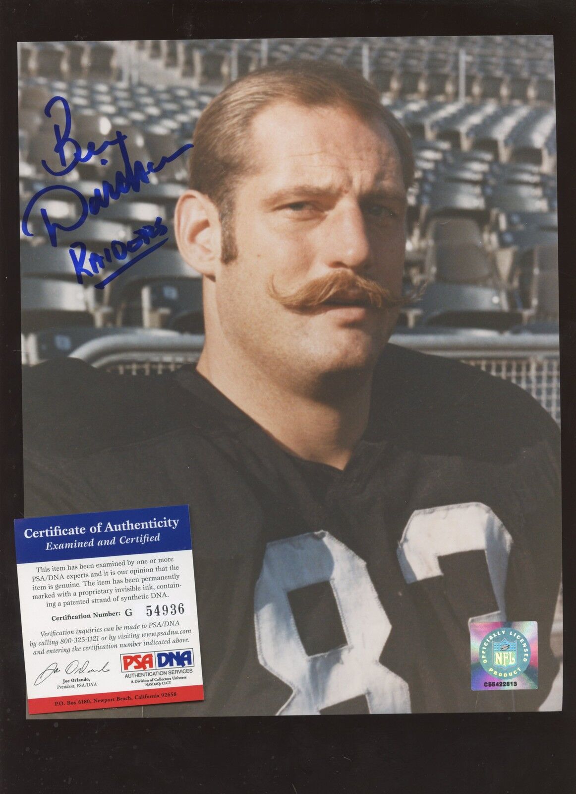 Ben Davidson Raiders Oakland Raiders Autographed 8 X 10 Photo PSA/DNA