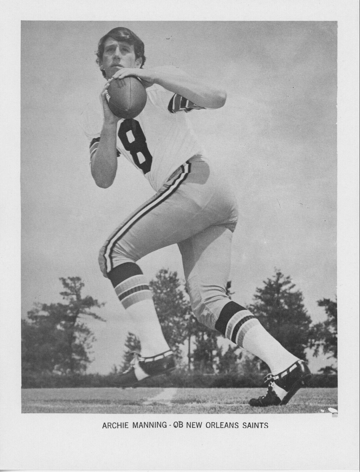 Archie Manning New Orleans Saints Early 1970s NFL Team Issued 8.5x11 Paper Photo