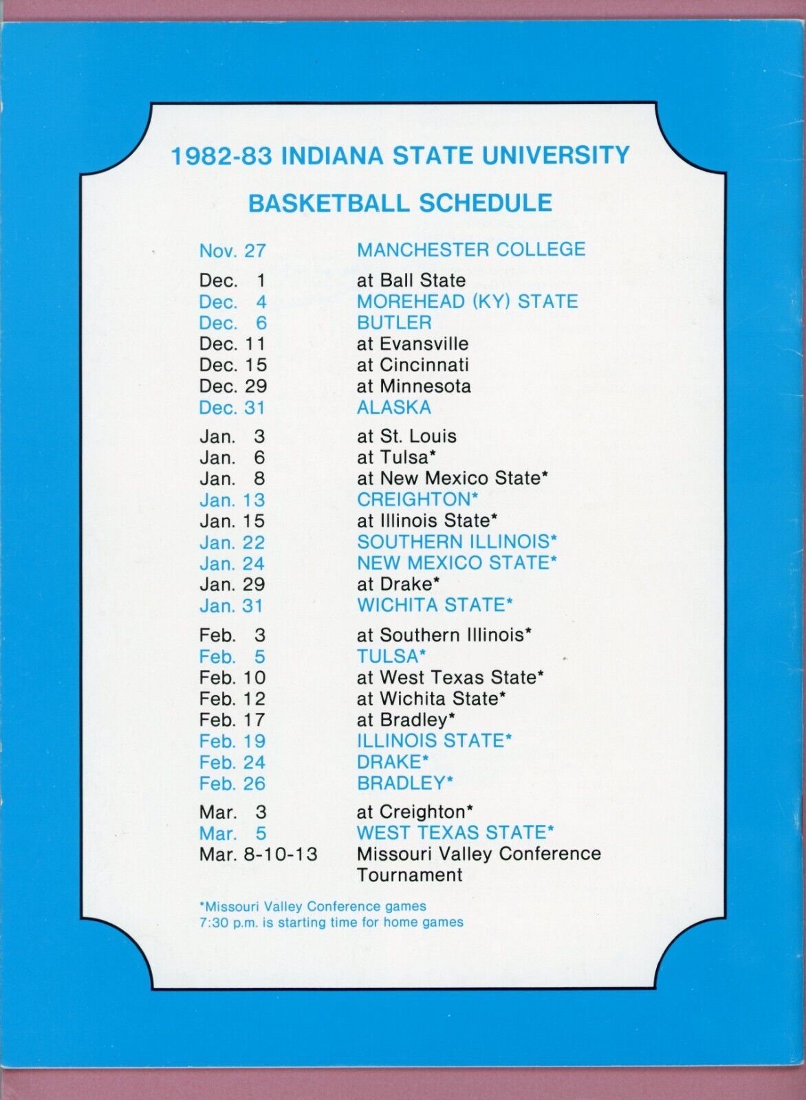 1982-83 Indiana State College Basketball Media Guide Dave Schellhase on cover