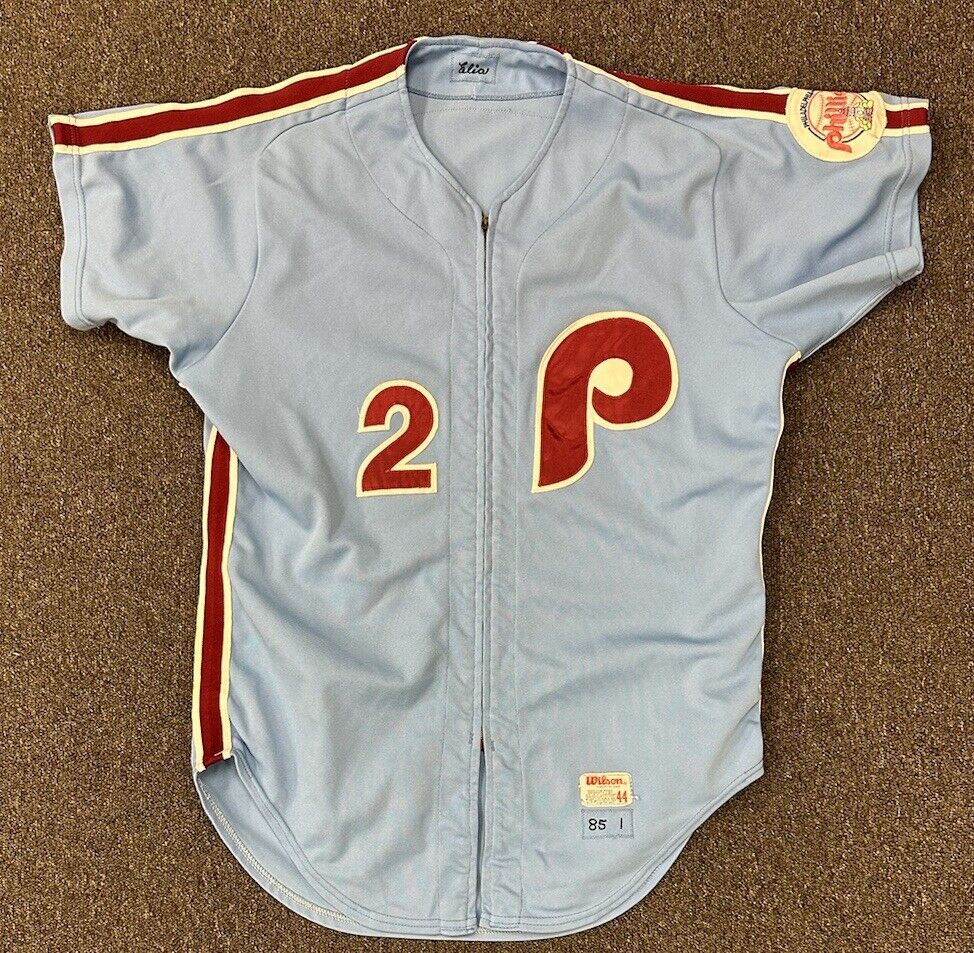 1985 Lee Elia Philadelphia Phillies GAME USED Coaches Powder Blue Road Jersey #2