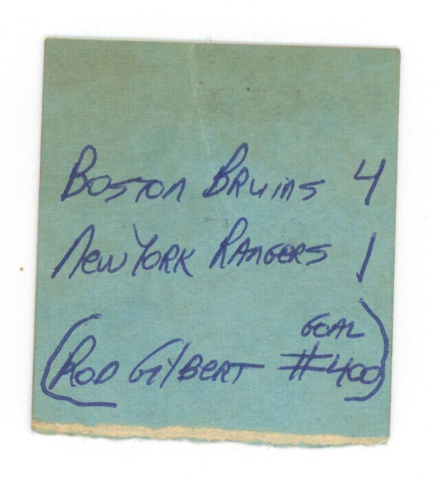 3/3/77 • NY Rangers vs Boston Bruins • Rod Gilbert 400th Goal • Ticket Stub