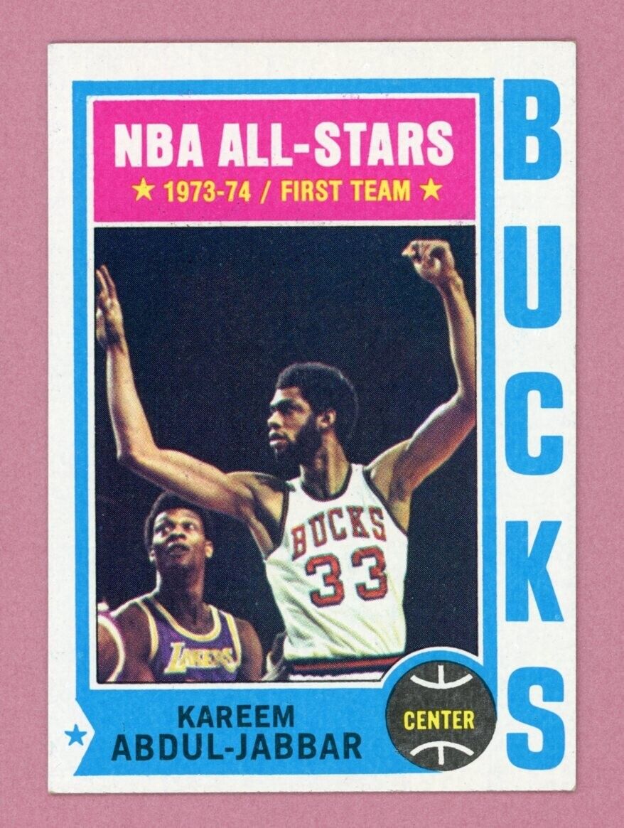 1974-75 Topps #1 Kareem Abdul-Jabbar Milwaukee Bucks Basketball Card Ex/Mt