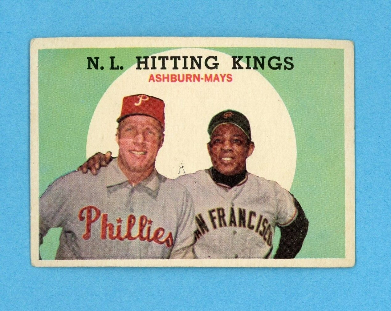 1959 Topps #317 N. L. Hitting Kings Ashburn - Mays Baseball Card Low Grade