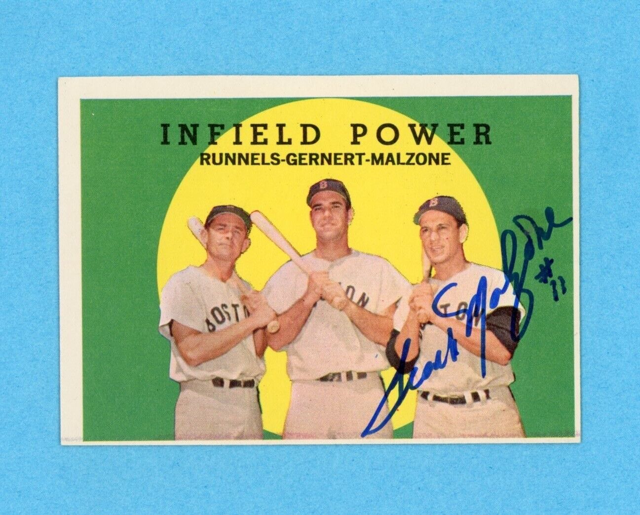 Frank Malzone Signed 1959 Topps Card #519 • Infield Power • Auto w B&E Hologram