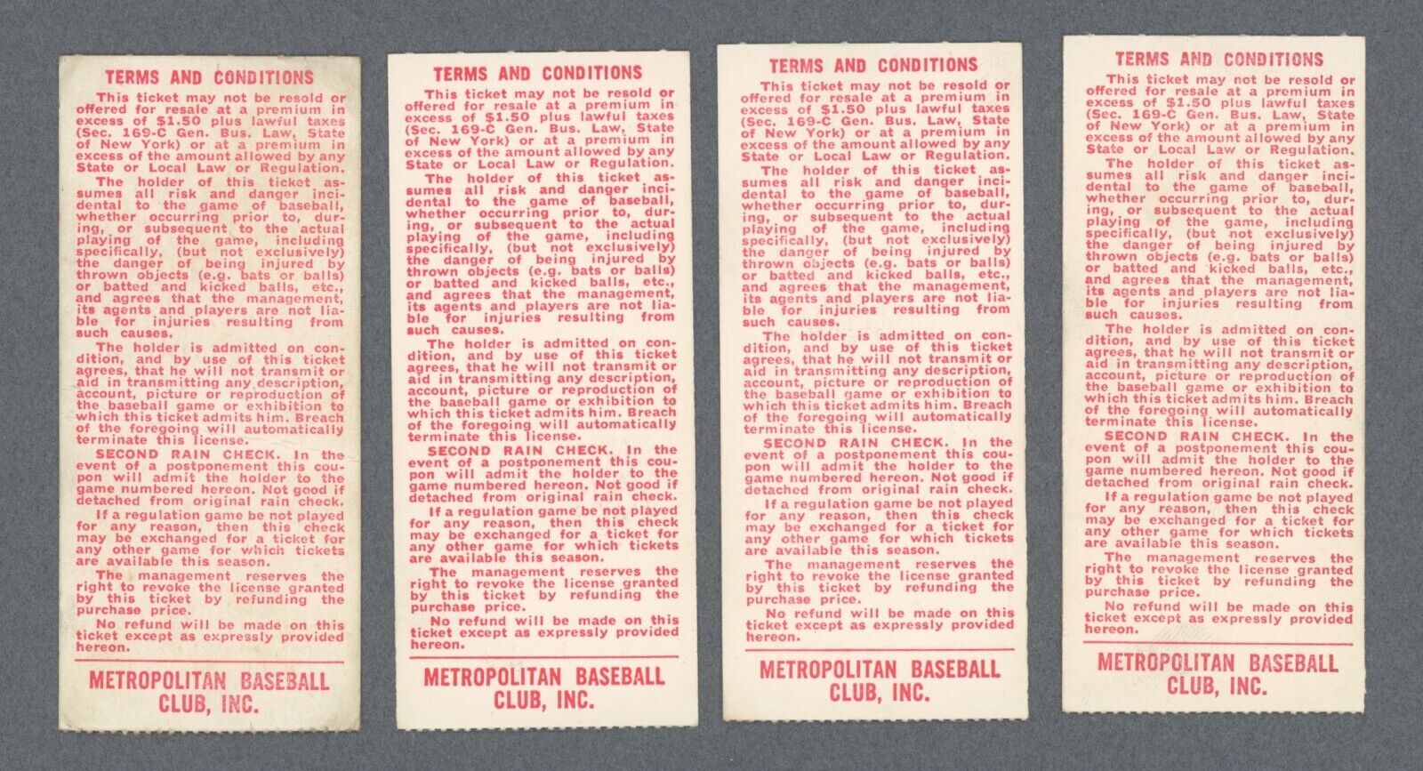 Lot of 4 Different 1970s Tom Seaver New York Mets Wins • Ticket Stub