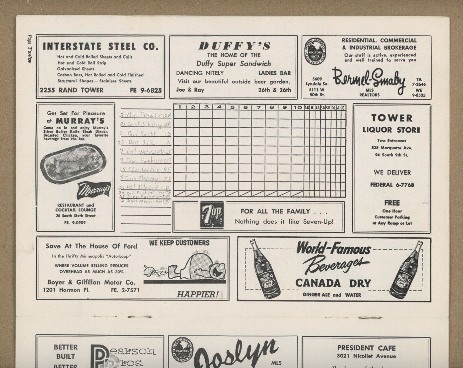 8/22/60 Minneapolis Millers Program with Carl Yastrzemski Red Sox Minor Leaguer