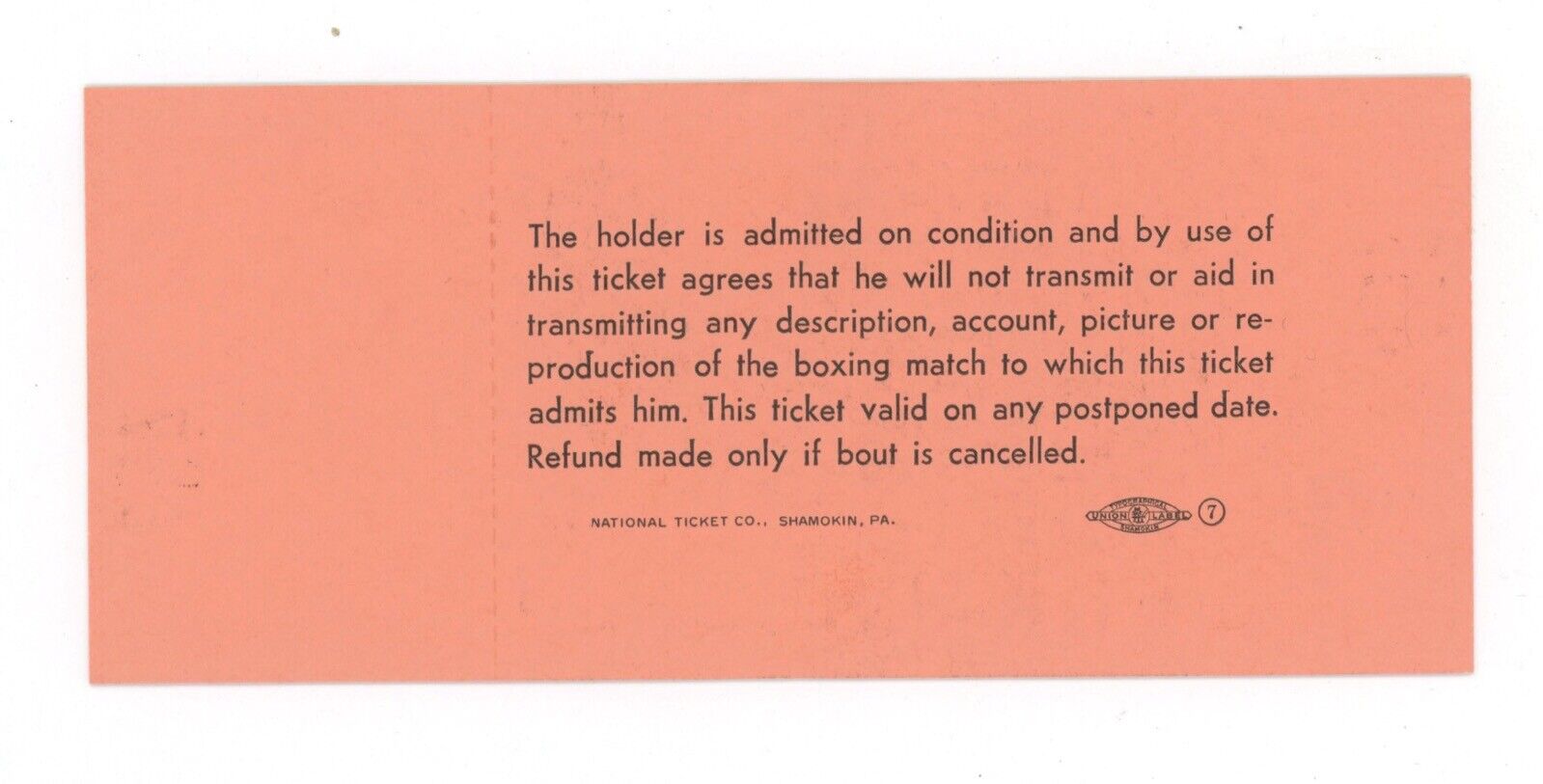 Muhammad Ali vs. Sonny Liston Full Ticket May 25, 1965 No. 451