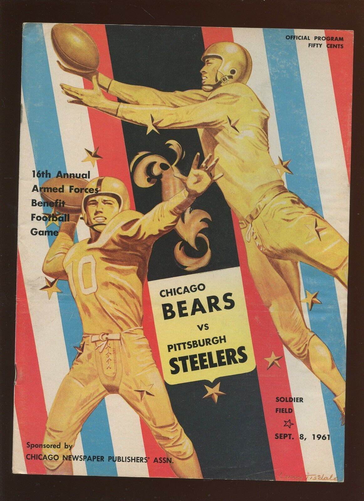 September 8 1961 NFL Program Pittsburgh Steelers at Chicago Bears EX