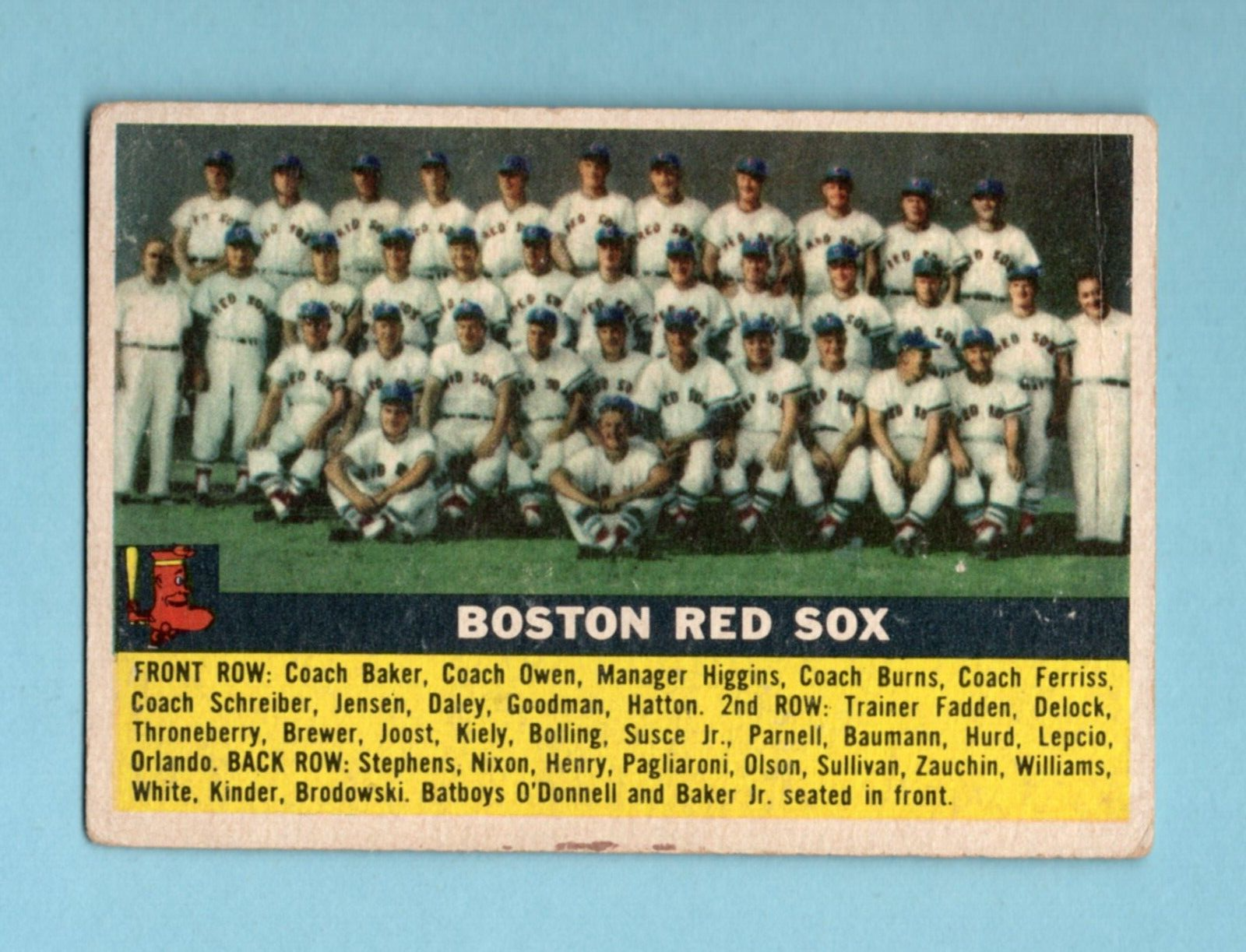 1956 Topps #111 Boston Red Sox Team Baseball Card Low Grade