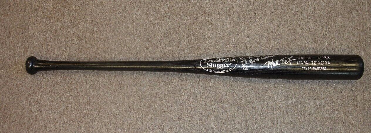 Mark Teixeira Texas Rangers Game Issued Autographed Louisville Slugger M356 Bat