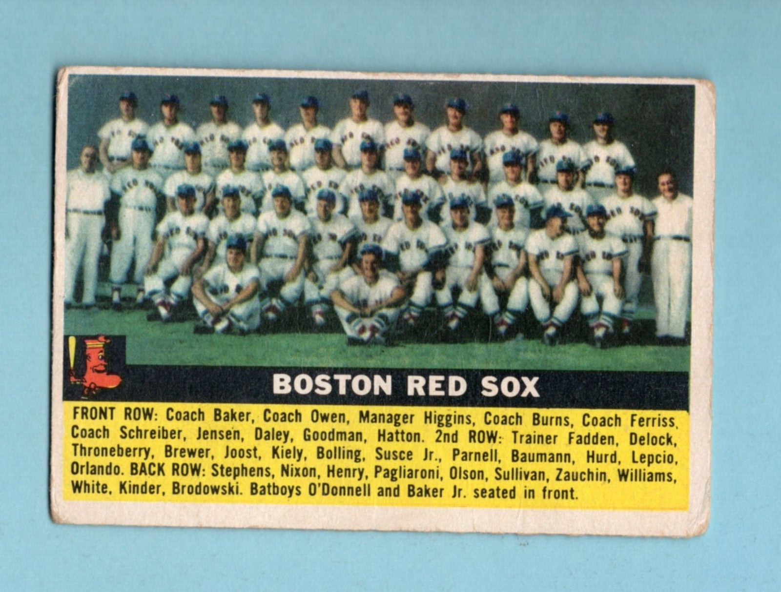 1956 Topps #111 Boston Red Sox Team Baseball Card Low Grade