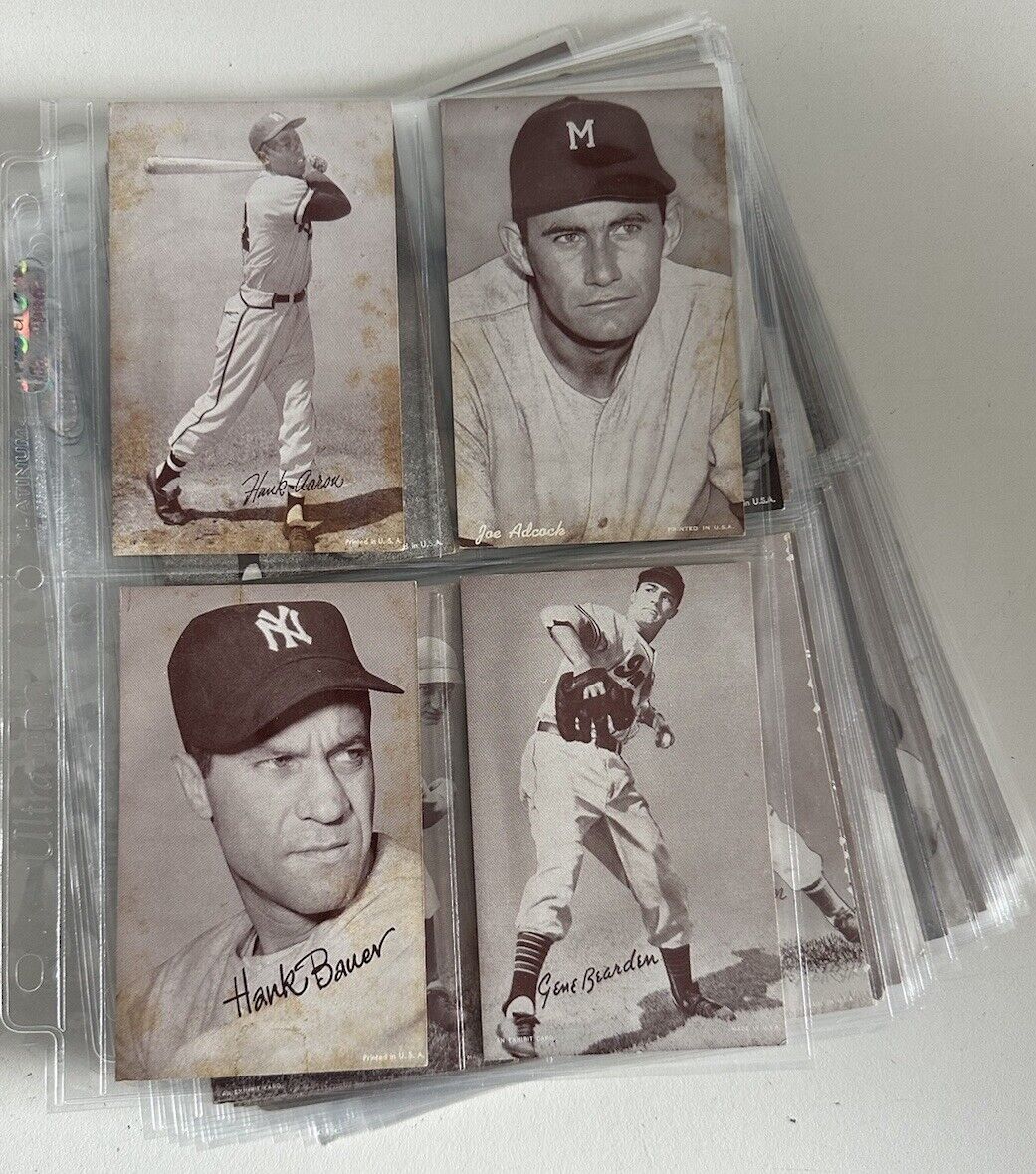 Lot of 84 Different 1947-66 Baseball Exhibit Cards w/ 14 HOFers Aaron Musial ++