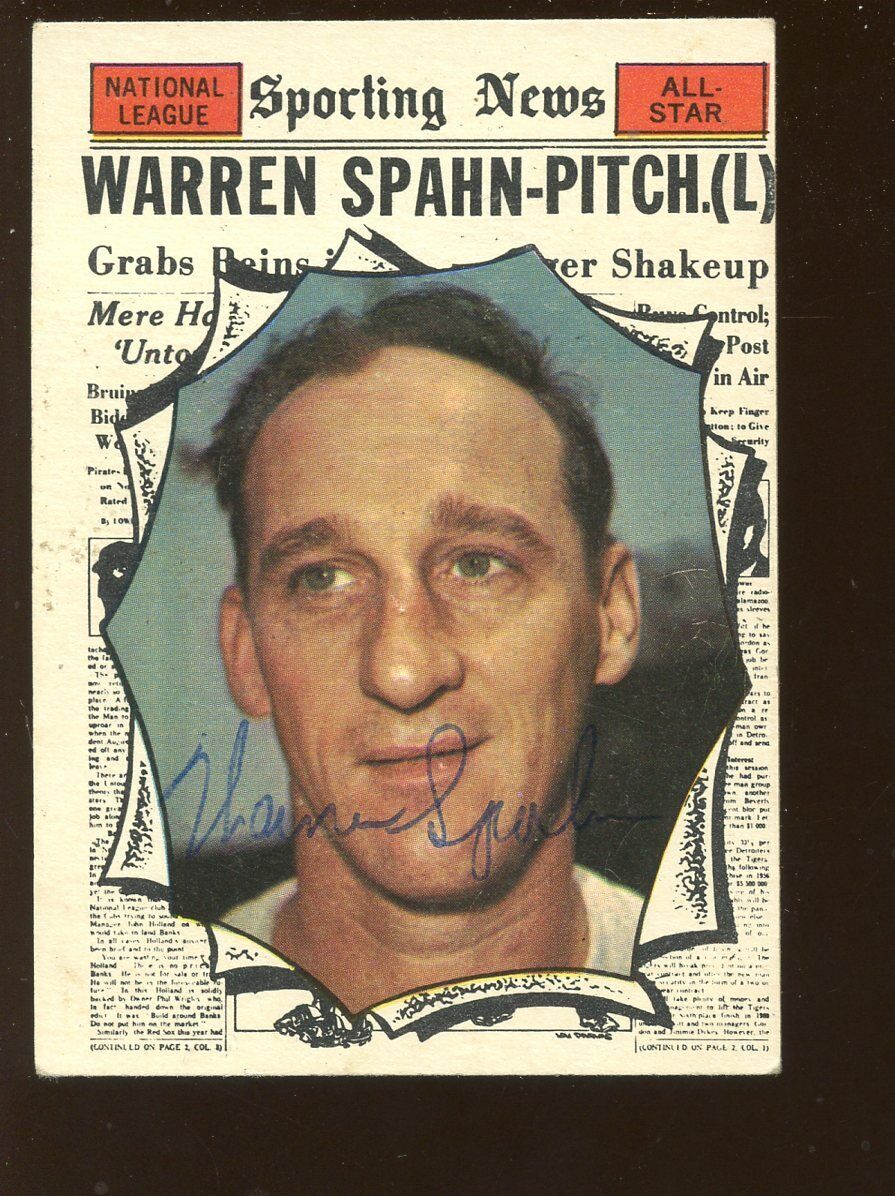 1961 Topps Baseball Card HIGH #589 Warren Spahn All Star Autographed Hologram