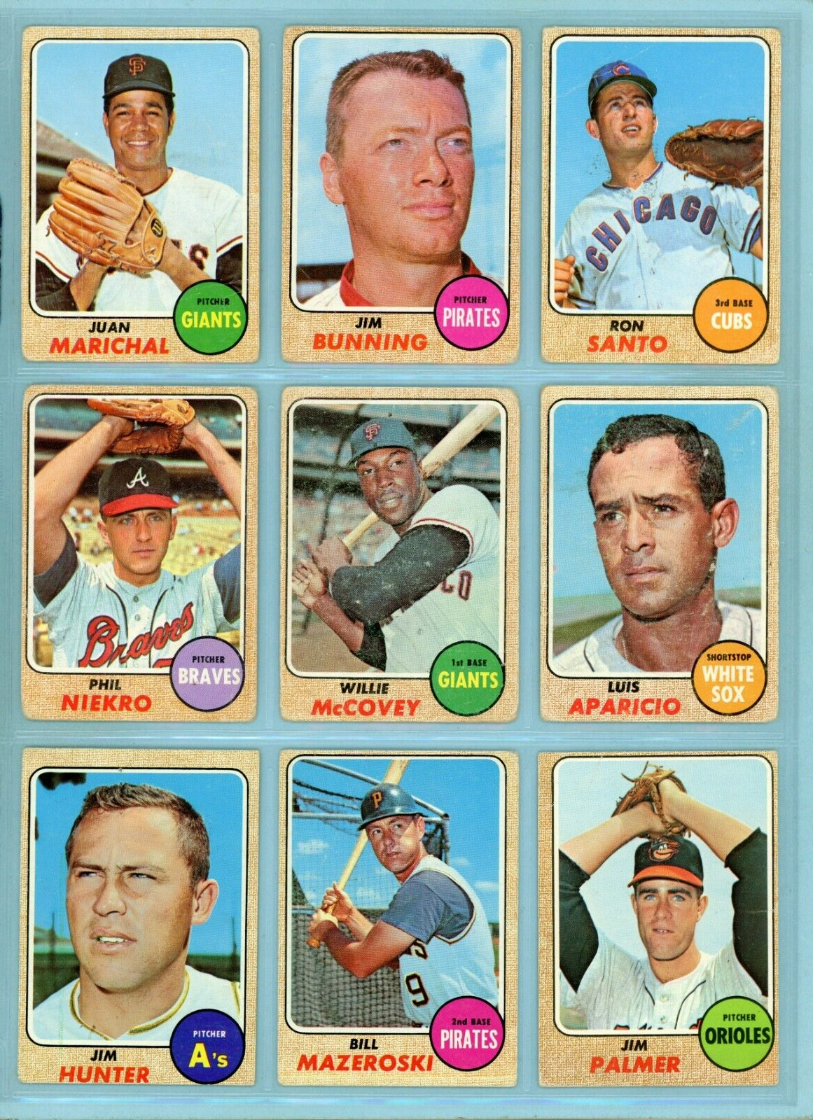 1968 Topps Lot of 17 Different Hall of Famer Baseball Cards Low Grade