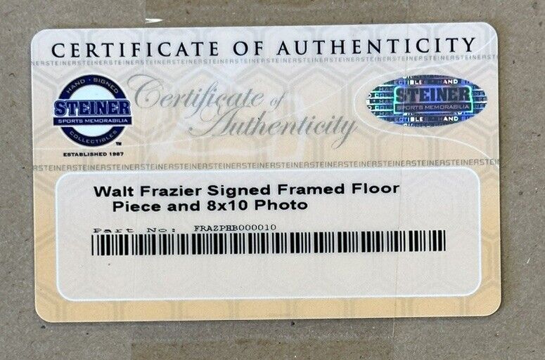 Walt Frazier New York Knicks HOFer SIGNED MSG Floor Piece Framed 16x17” Display