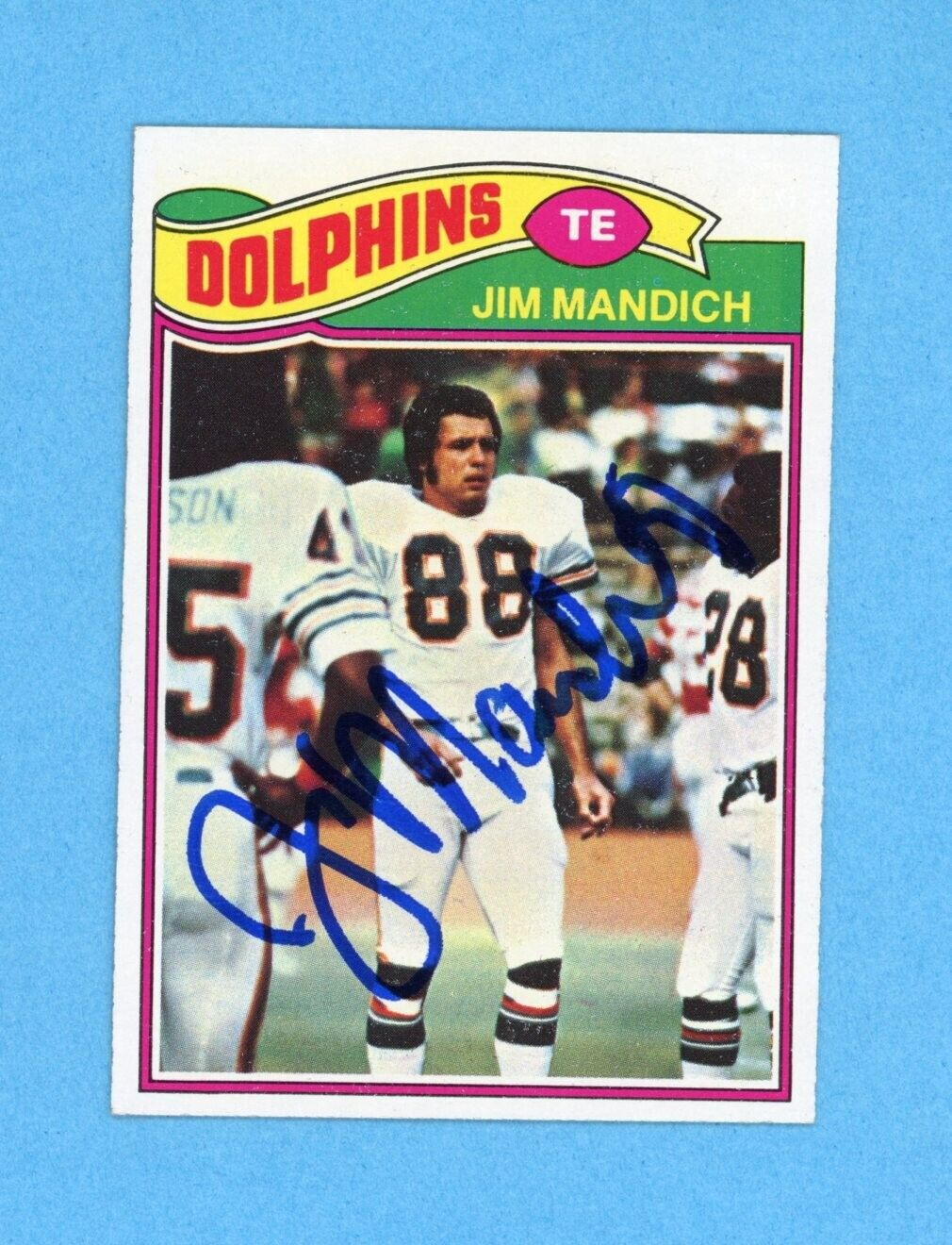 Jim Mandich Miami Dolphins 1977 Topps #372 Autographed Football Card