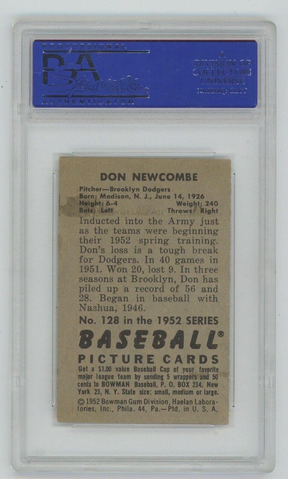 Don Newcombe 1951 Bowman #128 • PSA 5 EX