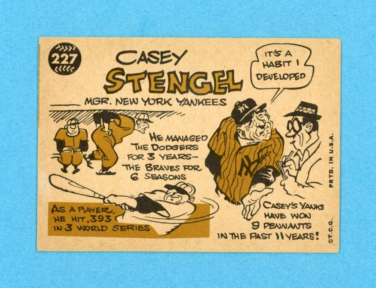 1960 Topps #227 Casey Stengel New York Yankees Baseball Card EX