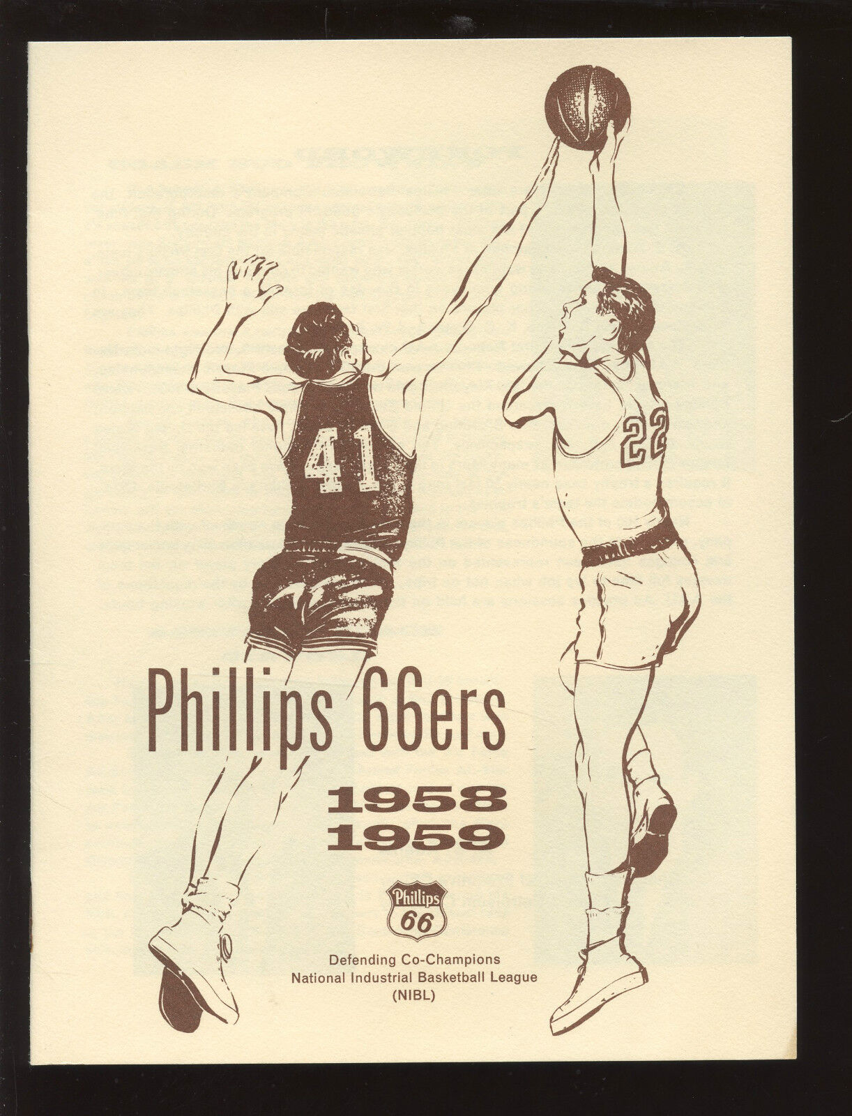 1958/1959 National Industrial Basketball League Media Guide Phillips 66'ers NRMT