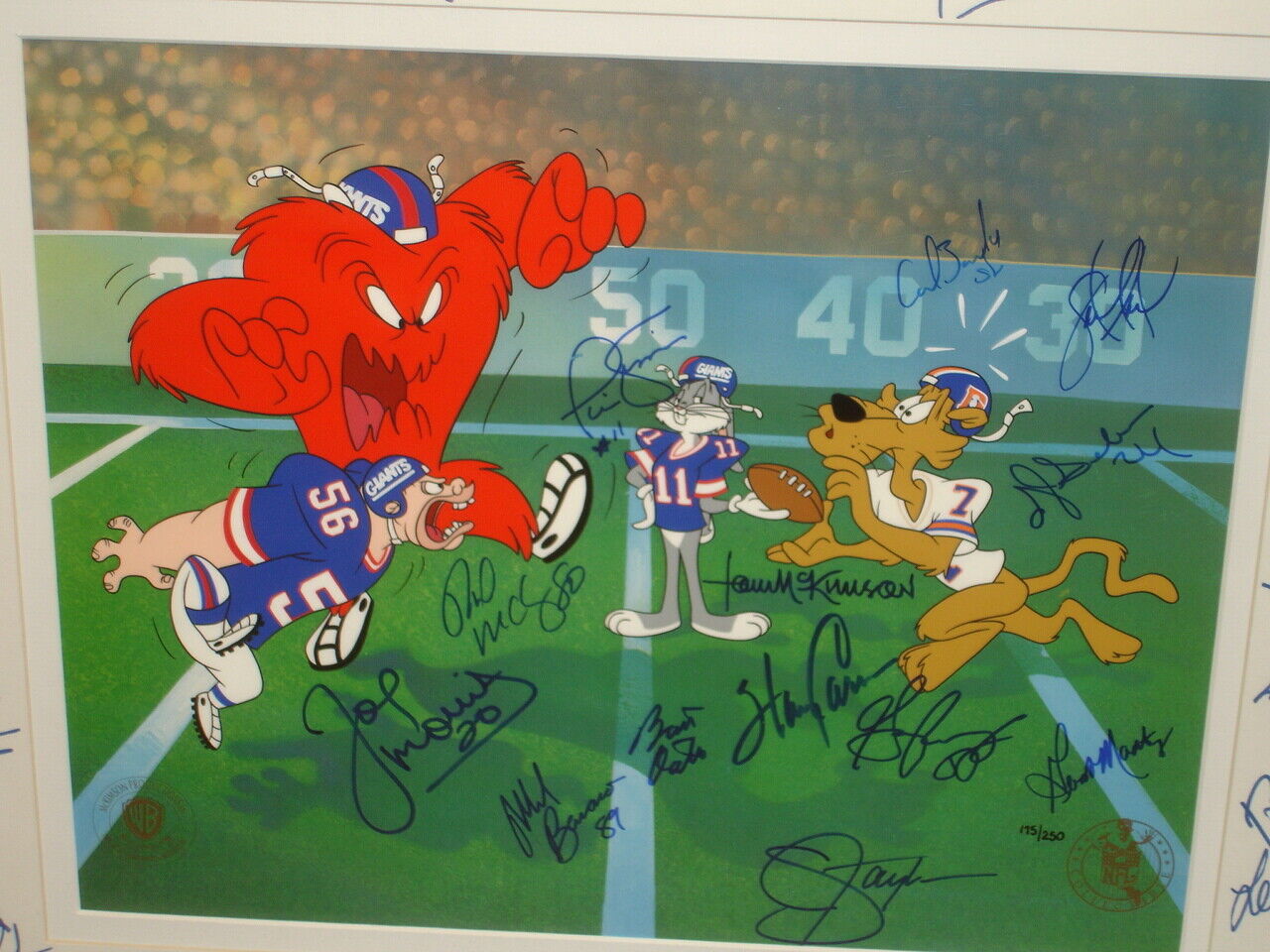 Warner Brothers Bugs Bunny 1986 NY GIANTS Team Signed LE 175/250 Animation Art