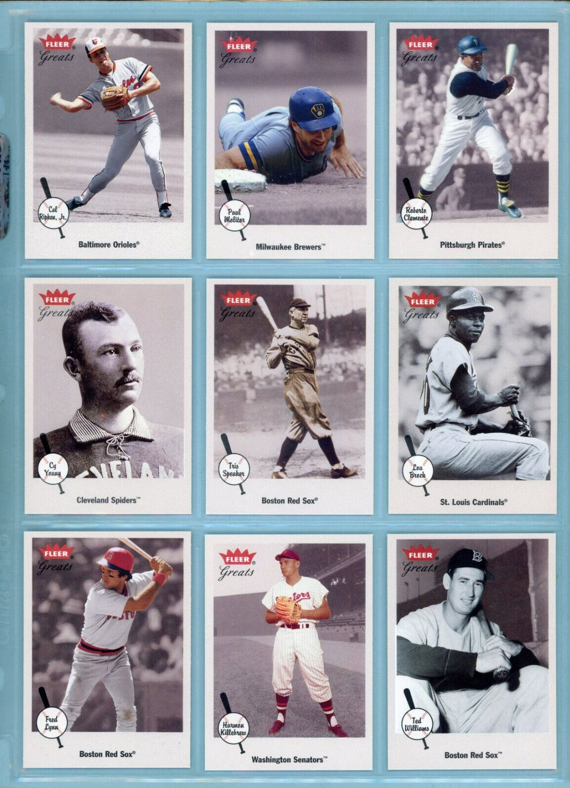 2002 Fleer Greats of The Game Complete Set of 100 + Checklist Baseball Cards NM