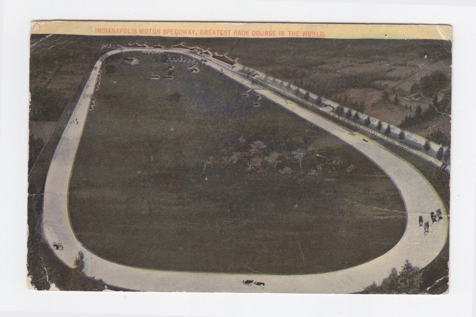 Vintage 1914 Indianapolis Motor Speedway 3.5 x 5.5" Color Postcard VG - Rare!