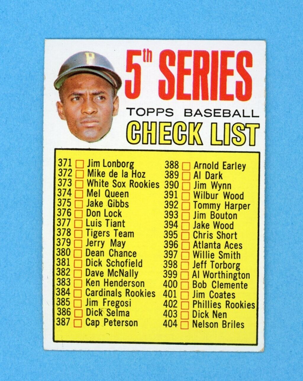 1967 Topps #361 5th Series Checklist Roberto Clemente Baseball Card E-E+ unched