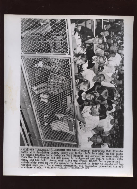 Origina 1955 Phil Rizzuto Night @ Yankees Wire Photo