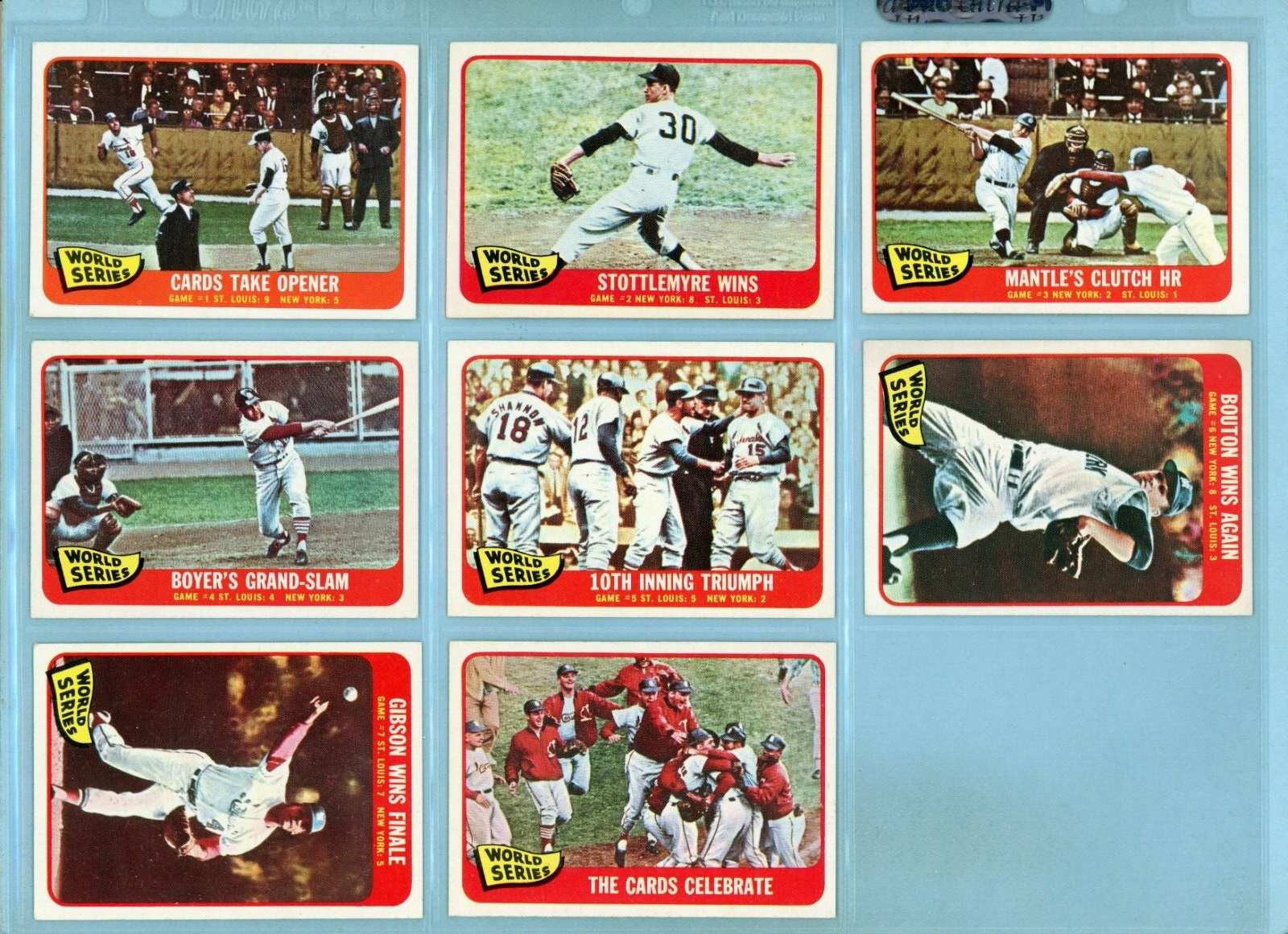 1965 Topps Set of 8 1964 World Series Special Baseball Cards Ex/Ex+