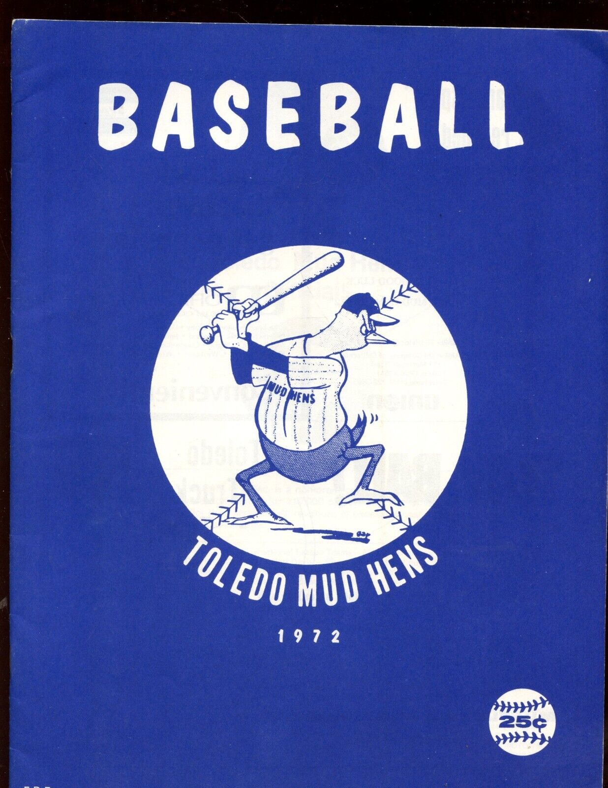 1972 Toledo Mud Hens Minor League Baseball Program EX