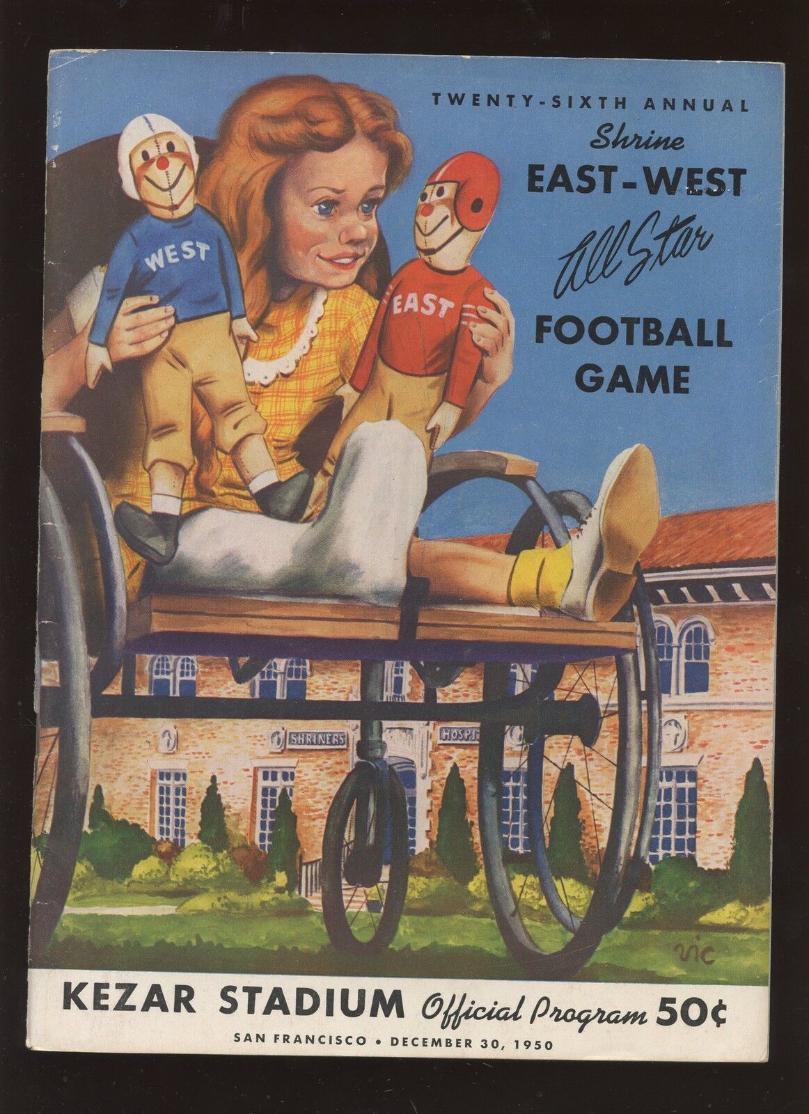 1950 NCAA Football East West All Star Game Program EX